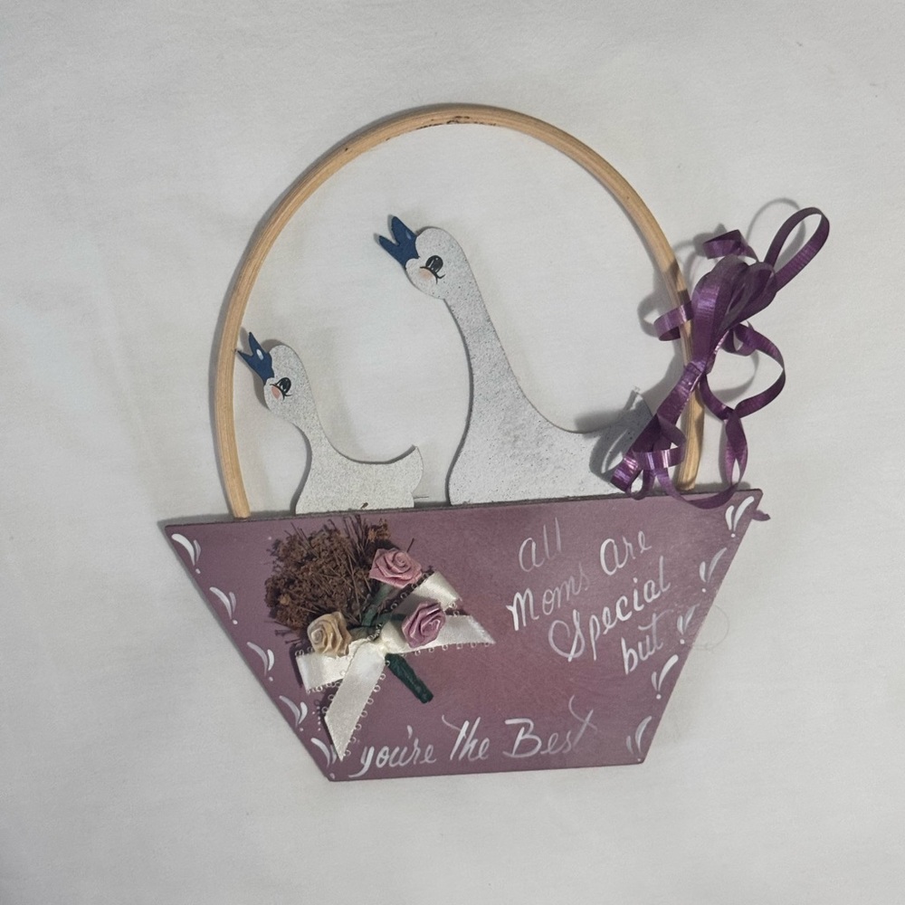 Vintage Collectible Hand Painted Wooden Geese Decor